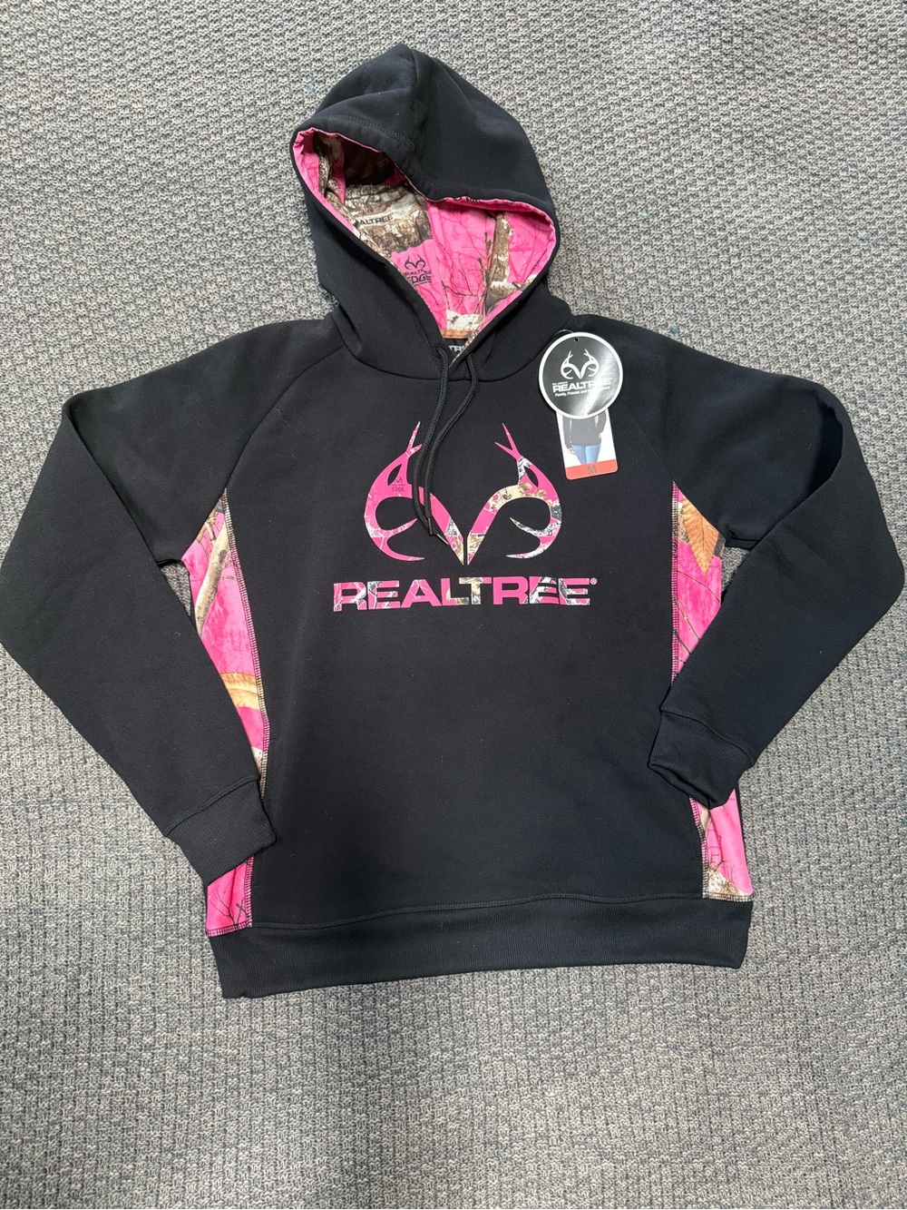 Realtree Pink Camo and Black Hoodie (med) ladies (NWT)